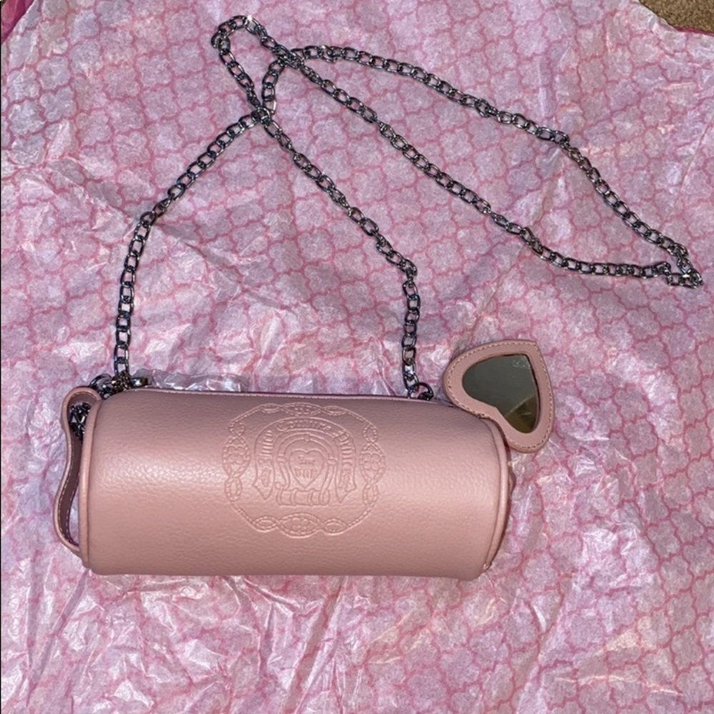 VINTAGE Juicy Couture Y2K PINK MINI BARREL BAG BARBIE BABY PINK LEATHER BAG - Picture 11 of 14